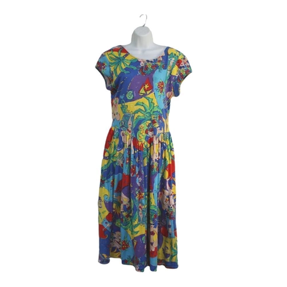 Vintage Colorful Midi Dress